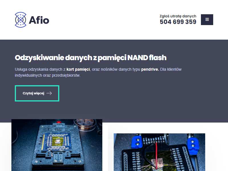 Afio: profesjonalne odzyskanie danych z pamięci oraz z NAND flash 